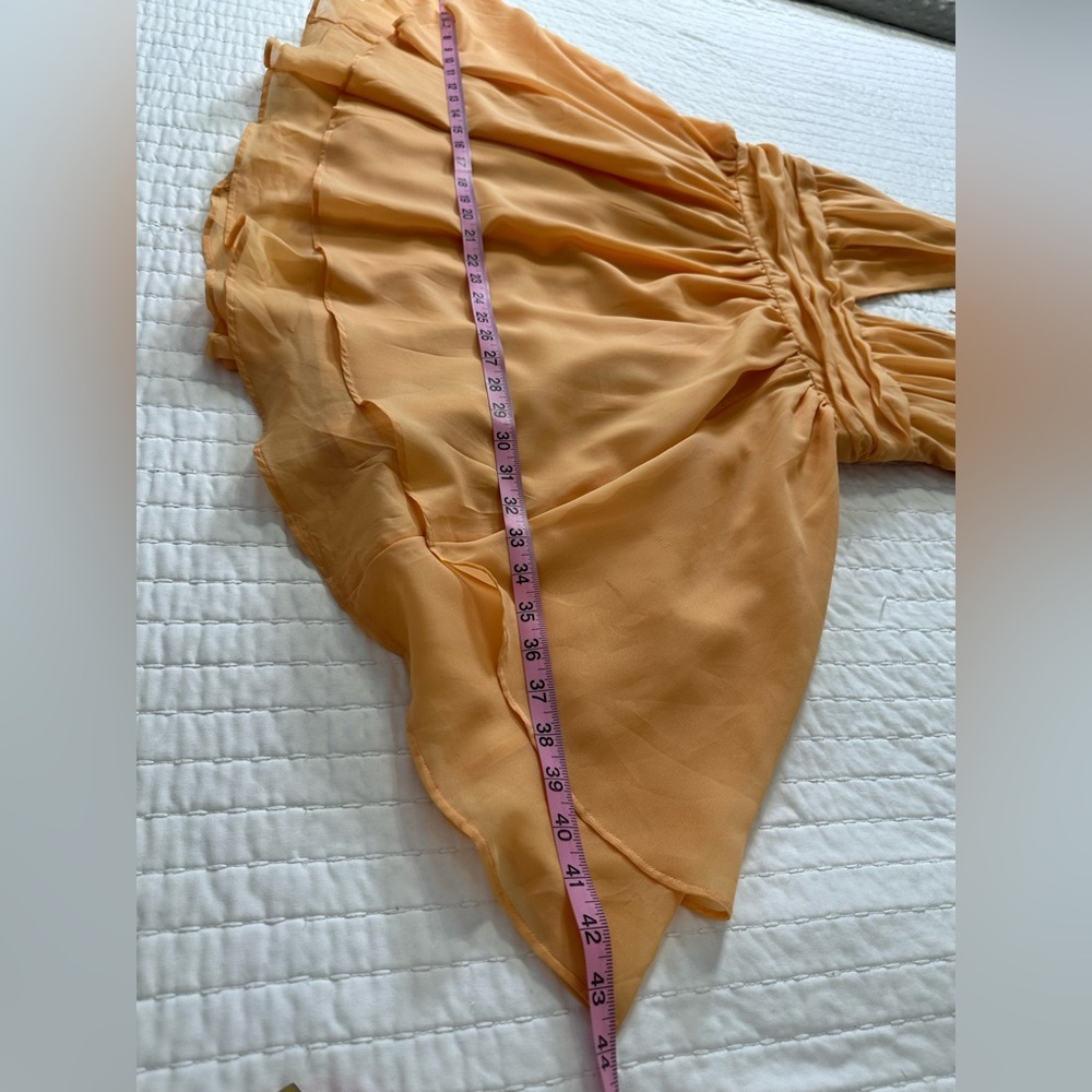 Abercrombie & Fitch Orange V-Neck Mini Fit and Flare Open Back Dress in Size L - Picture 6 of 15